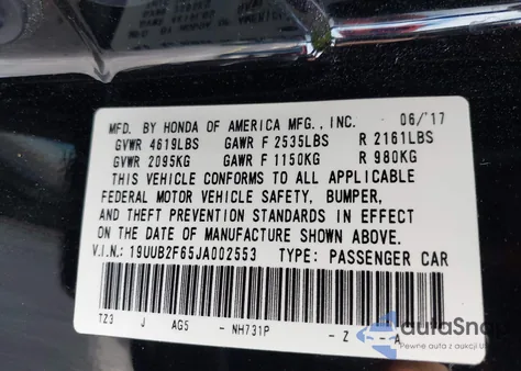 2018 Acura Tlx Tech A-Spec Pkgs from USA, damaged, VIN 19UUB2F65JA002553